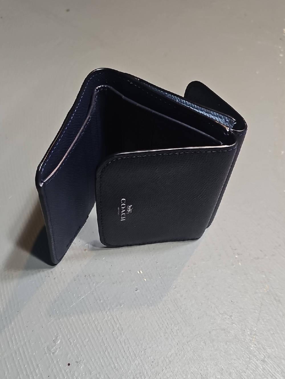Coach Essential Mini Trifold Wallet In Colorblock Blue - Picture 8 of 11